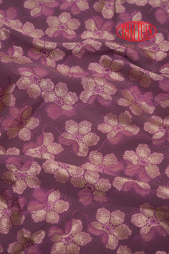 vải gấm họa tiết Thái Tuấn màu tím 