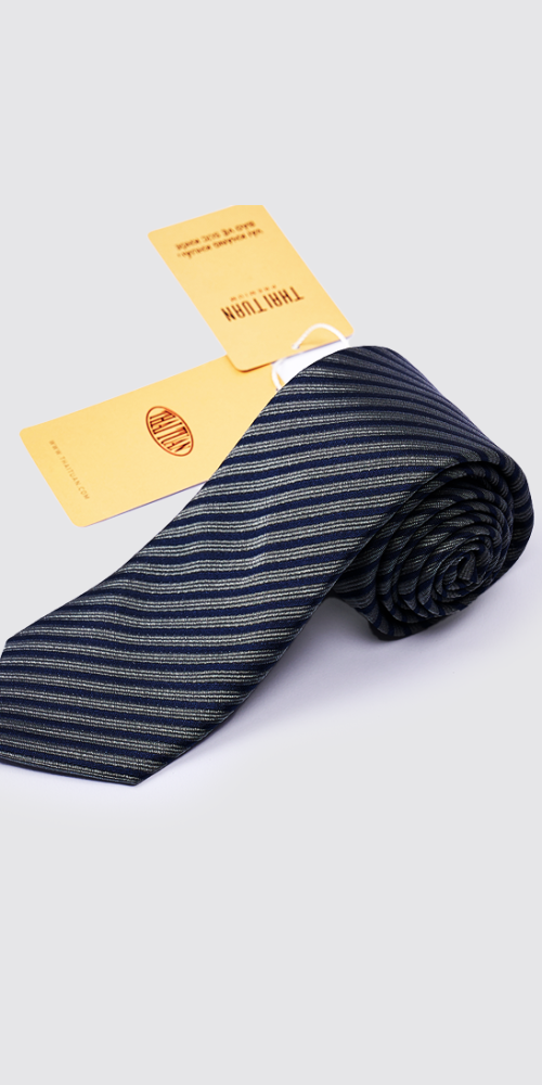 Cravat Họa Tiết Kẻ Sọc Màu Xanh Xám | 2C109C00R04